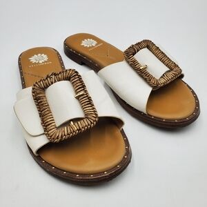 Yellow Box Wilomena Slide Sandals Women Size 6 White Faux Leather Slip On